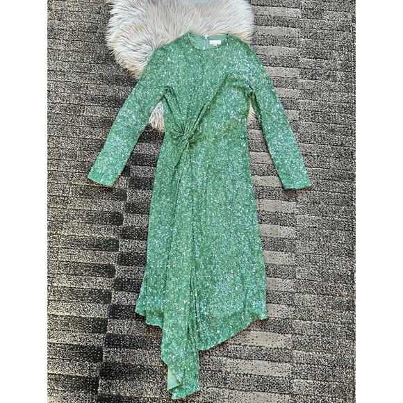 Ashish Green Twist Sequin Maxi Dress Medium Long Sleeve NWOT Sheath (MSRP $2500) - Picture 1 of 7